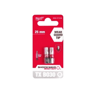 Cap surubelnita Torx cu gaura (TX BO) Milwaukee SHOCKWAVE - TX BO30 x 25 mm - 2 buc - Img 2