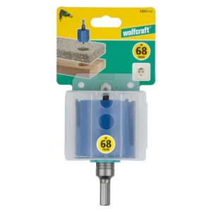 Carota universala completa Wolfcraft 3882000, diametru 68 mm, cu burghiu de centrare HM cu diametrul de 8 mm si tija hexagonala - Img 3