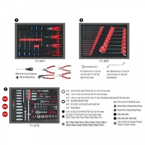 Carucior de atelier KS TOOLS ECOline cu 7 sertare si 215 unelte premium - Img 4