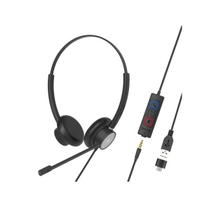 Căști cu fir call center Tellur Voice 420, binaural, USB Jack 3.5mm, negru - Img 1
