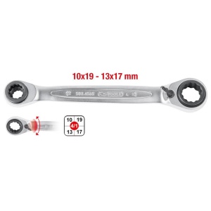 Cheie dublă inelară cu clichet 4 în 1 KS Tools GEARplus cu schimbare de direcție, 10x13x17x19mm, 10-19 mm - Img 7