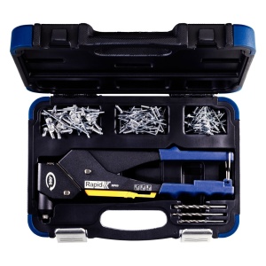 Cleste pop nituri Rapid RP60 Multi kit cu servieta, cap rotativ 360, , nituri aluminiu si otel 3.2 4.0 4.8mm, verificator nituri, etrier integrat, grip moale, garantie 3 ani, 5001128 - Img 1