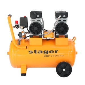 Compresor aer Stager Air 27DS50 50L, 8bar, 270L/min, monofazat, angrenare directa, silentios - Img 1