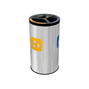 Coș inox colectare selectivă 3 compartimente 3 x 25 L - Img 1