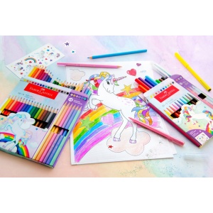 Creioane colorate hexagonale unicorni Faber-Castell 10 + 3 culori /set - Img 4