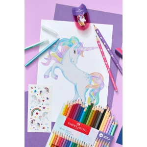 Creioane colorate hexagonale unicorni Faber-Castell 18 + 6 culori /set - Img 4