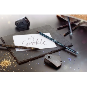 Creion grafit B triunghiular grip sparkle lemn negru midnight gold Faber-Castell - Img 2