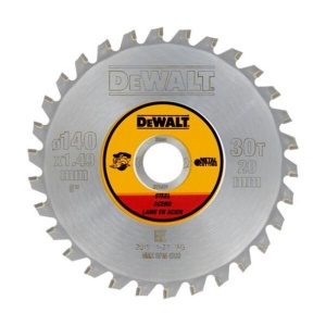 Disc Dewalt DT1923 pentru fierastrau circular, D 140x20x1.49 mm, 30 dinti, pentru taiere otel, seria Dewalt Construction - Img 1
