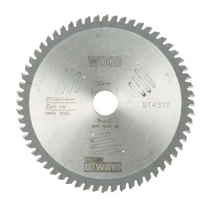 Disc Dewalt DT4370 pentru fierastrau circular, D 216x30x2.6 mm, 60 dinti, pentru taiere extra-fina, seria Extreme - Img 1