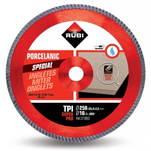 Disc diamantat pt. gresie portelanata, taieri oblice 250mm, TPI 250 SuperPro - RUBI-31969