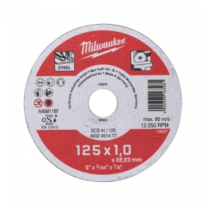 Disc taiat metal/inox Milwaukee - Seria Contractor SCS 41 / 125 x 1 x 22 mm
