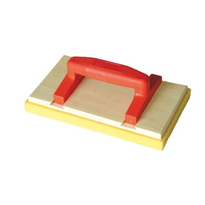Drișcă din lemn pentru fațade cu baza poliuretanica, mâner oval orange - 14×25