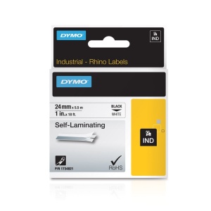 Etichete industriale vinil autolaminante 24mm x 5.5m negru alb DYMO ID1 1734821 - Img 3