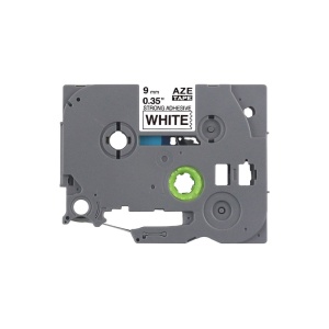 Etichete strong adezive compatible Brother TZe-S221 9mm x 8m negru alb caseta gri