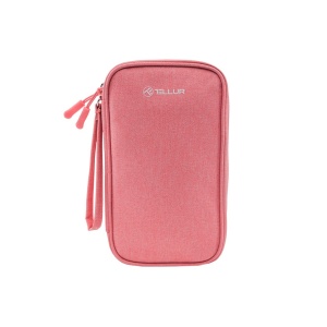 Geantă Tellur pentru organizare cabluri și accesorii, 21 x 12,5 x 6 cm, poliester, roz - Img 1