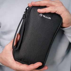 Geantă Tellur pentru organizare cabluri și accesorii, 21 x 12,5 x 6 cm, poliester, negru - Img 9