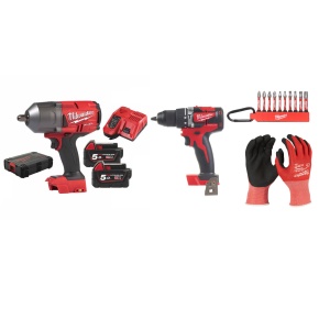 Kit Cheie cu impact ½˝, FHIWP12-502X, 18 V+ Masina de gaurit 18V, 2 baterii, incarcator, geanta, accesorii