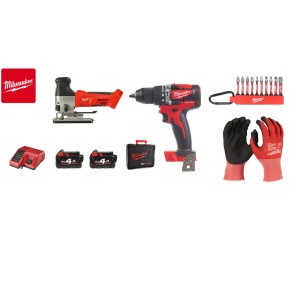 Kit Fierastrau pendular, HD18 JSB-402C, 18V + Masina de gaurit 18V, 2 baterii, incarcator, geanta, accesorii