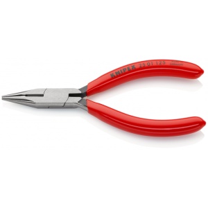 KNIPEX 25 01 125 Clește plat-rotund cu tăiș (patent cu cioc drept) acoperite cu plastic vopsit negru 125 mm