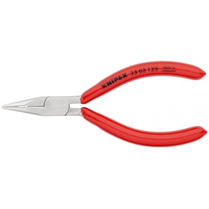KNIPEX 25 03 125 Clește plat-rotund cu tăiș (patent cu cioc drept) acoperite cu plastic cromat 125 mm - Img 3