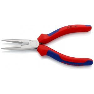 KNIPEX 25 05 160 Clește plat-rotund cu tăiș (patent cu cioc drept) cu manşoane multicomponent cromat 160 mm - Img 2
