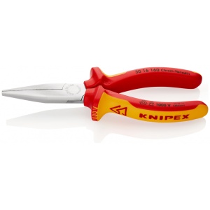 KNIPEX 30 16 160 Patent cu cioc lung izolate, cu manere multicomponent, testate VDE cromat 160 mm