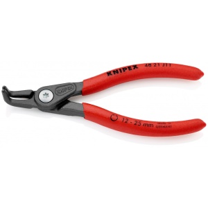 KNIPEX 48 21 J11 clește de precizie pentru inele de siguranță pentru inele interioare cu alezaje acoperit cu material plastic aderent bonderizat în culoarea gri 130 mm