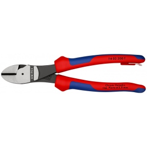 KNIPEX 74 02 200 T Șfic de forță cu manşoane multicomponent, cu cârlig de fixare integrat pentru montarea unei siguranţe împotriva căderii vopsit negru 200 mm - Img 3