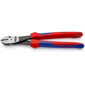 KNIPEX 74 02 250 T Șfic de forță cu manşoane multicomponent, cu cârlig de fixare integrat pentru montarea unei siguranţe împotriva căderii vopsit negru 250 mm - Img 1