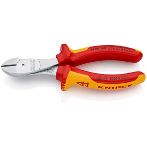 KNIPEX 74 06 160 Șfic de forță izolate, cu manere multicomponent, testate VDE cromat 160 mm