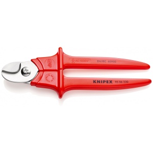 KNIPEX 95 06 230 Foarfece de tăiat cabluri mânere stropite cu material plastic izolat, stropit cu material plastic, testat VDE 230 mm