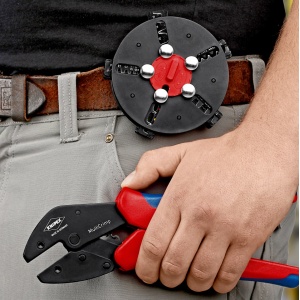 KNIPEX 97 33 01 MultiCrimp® clește de sertizare cu magazie pentru adaosuri de schimb cu manşoane multicomponent brunat 250 mm - Img 6