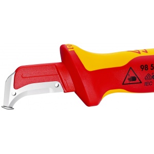 KNIPEX 98 55 SB cuțit de decapare cu sabot de glisare mâner izolator multicomponent, testat de VDE 180 mm (carton cu autoservire/în blister) - Img 3
