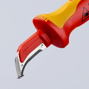 KNIPEX 98 55 SB cuțit de decapare cu sabot de glisare mâner izolator multicomponent, testat de VDE 180 mm (carton cu autoservire/în blister) - Img 6