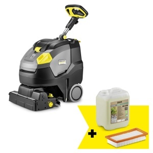 Masina de frecat/aspirat cu acumulatori Karcher BR 45/22 C Bp Pack Go!Further, cadou include detergent pardoseală RM 69 N - 5 litri si filtru protectie