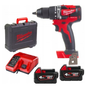 Mașină de găurit cu percuție, compactă cu motor fără perii M18™ M18 CBLPD-402C ( KIT: 2 x M18 B4 Acumulator, M12-18 C Încarcător, Kitbox) - Img 1