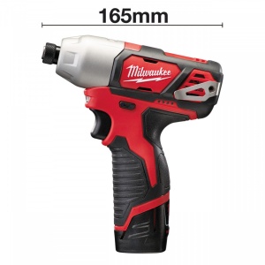 Masina de insurubat impact 1/4″ Milwaukee M12 BID-202C, cuplu 112 Nm, livrata cu acumulatori, valiza
