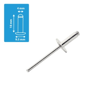 Nituri cu cap larg Rapid diametru 4.0mm x 18mm, aluminiu, burghiu metal HSS inclus, 40 buc set 5000663 - Img 2