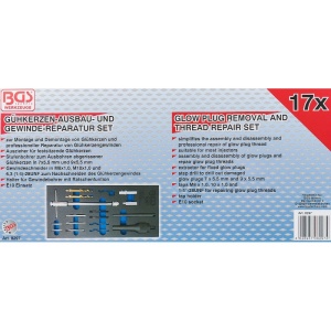 Organizator pentru carucior BGS, set demontare si reparatie filete bujii incandescente, 9 piese, 1/3 sertar - Img 2