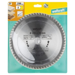 Panza pentru fierastrau circular Wolfcraft 6635000, diametru 235 mm, diametru interior disc 30 mm, latime taiere 3mm, 64 dinti, seria orange. - Img 2