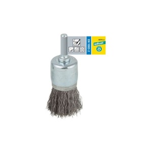 Perie de sarma tip pensula cu fir ondulat Wolfcraft 8474000, D 25 mm, tija cilindrica D 6 mm - Img 3