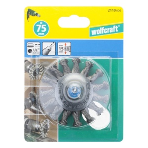 Perie tip disc Wolfcraft 2119000, D 75 mm, otel rasucit - Img 2