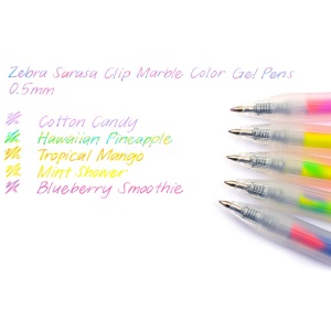 Pix cu gel 0.5 mm Marble Zebra 5 culori/set - Img 2