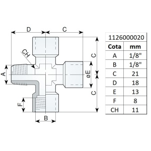 Racord cruce filet ext.-int. 1/8", tip 253/1 - Img 2