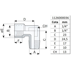 Racord tip "L" filet interior-exterior 1/4", tip 265/2 - Img 2
