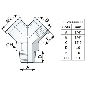 Racord tip "Y" filet exterior-interior 1/4", tip 245/2 - Img 2