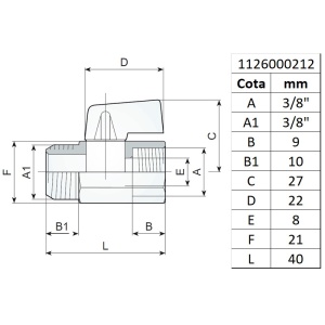 Robinet de linie, filet interior-exterior 3/8" - Img 2