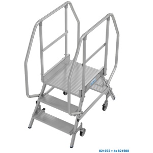 Scara cu podest mobila, cu trepte pe 2 parti (2x3 trepte) - Img 2