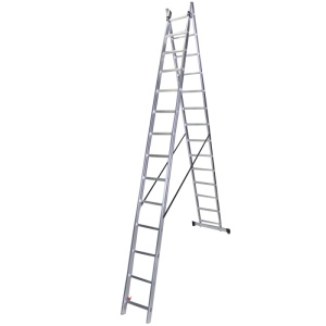 Scara dubla aluminiu BISONTE STR217 2 x 17 trepte inaltime maxima 8.9 m