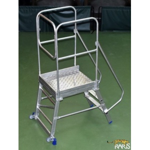 Scara mobila cu platforma, din aluminiu, la 70°, roti laterale, produs RARIS, tip PSA - Img 2